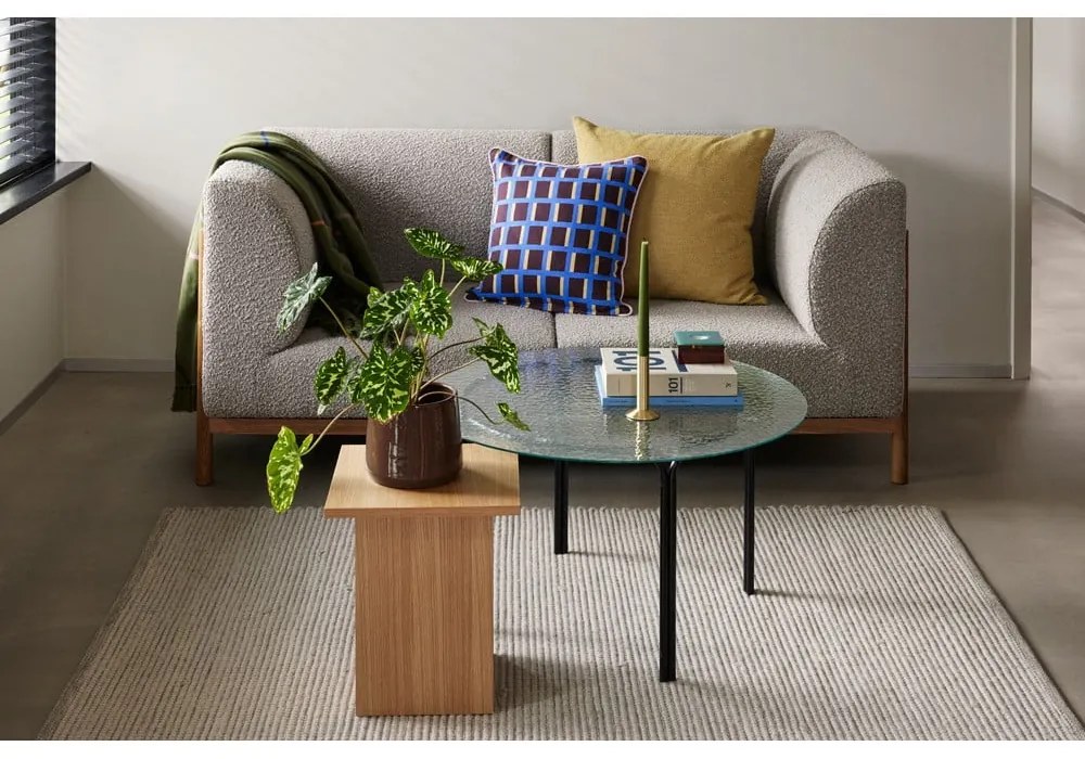 Fekete kerek dohányzóasztal üveg asztallappal ø 80 cm Orbit – Hübsch