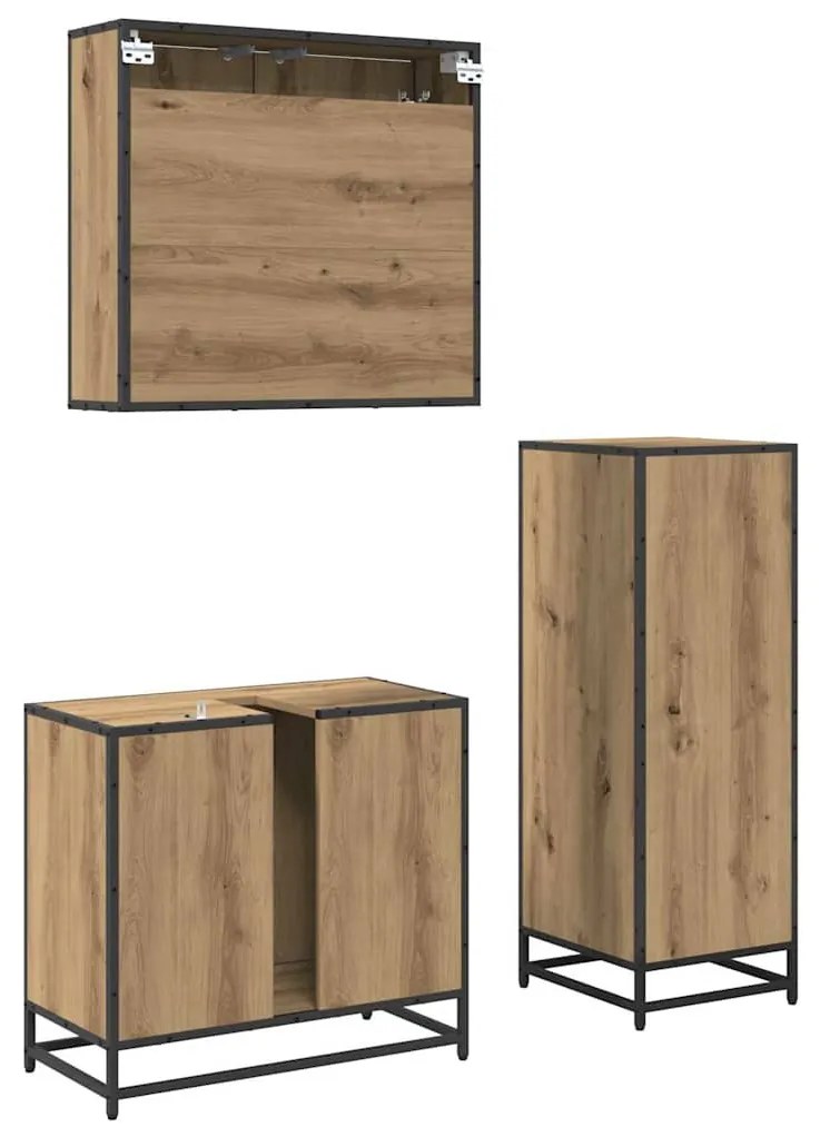 Fürdőszoba bútor szett 3 pcs kézműves tölgy 35 x 37.5 x 100 cm