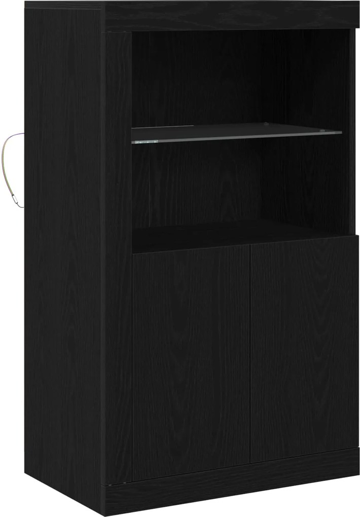 vidaXL LED tálaló Fekete tölgy 60,5 x 37 x 100 cm Faanyag