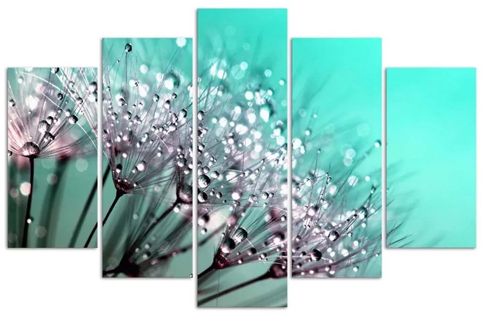 Gario Vászonkép Türkizkék pitypang - 5 részes Méret: 150 x 100 cm