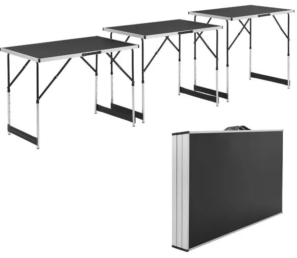 Juskys 3 részes kempingasztal fekete