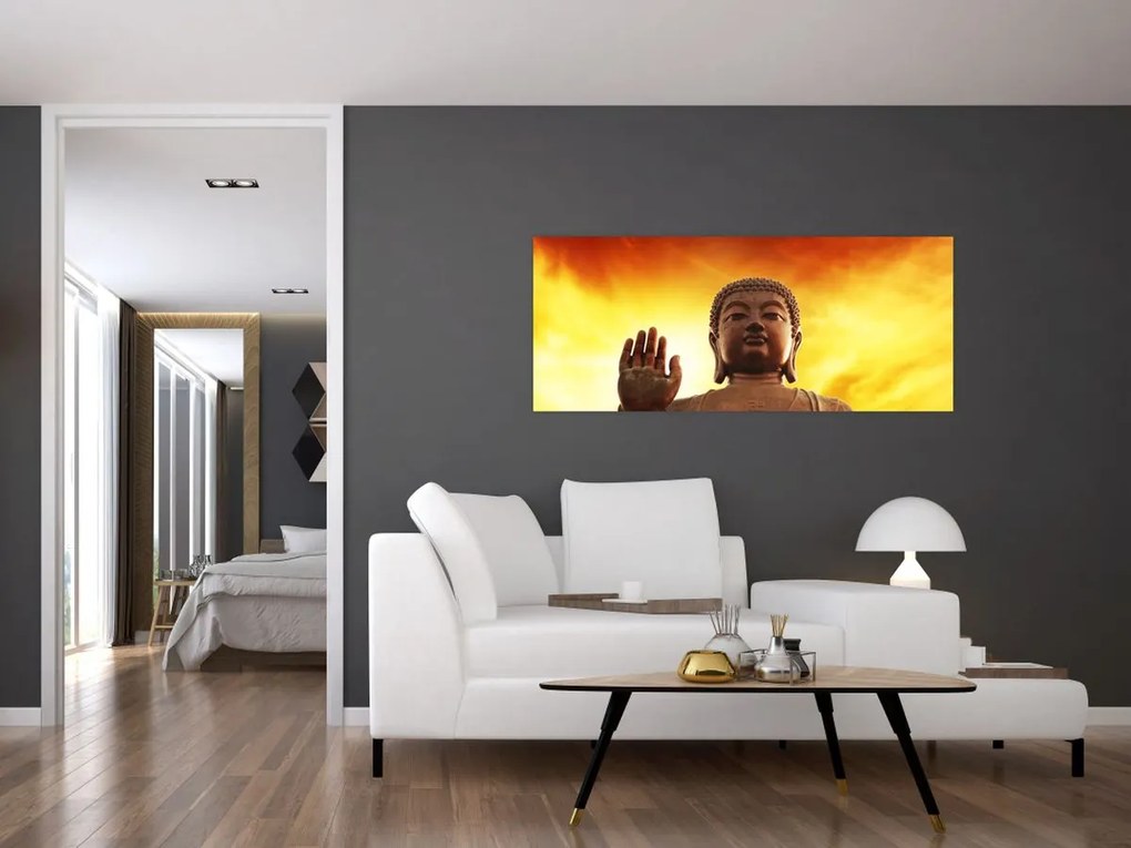 Kép - Buddha piros és sárga háttérrel (120x50 cm)