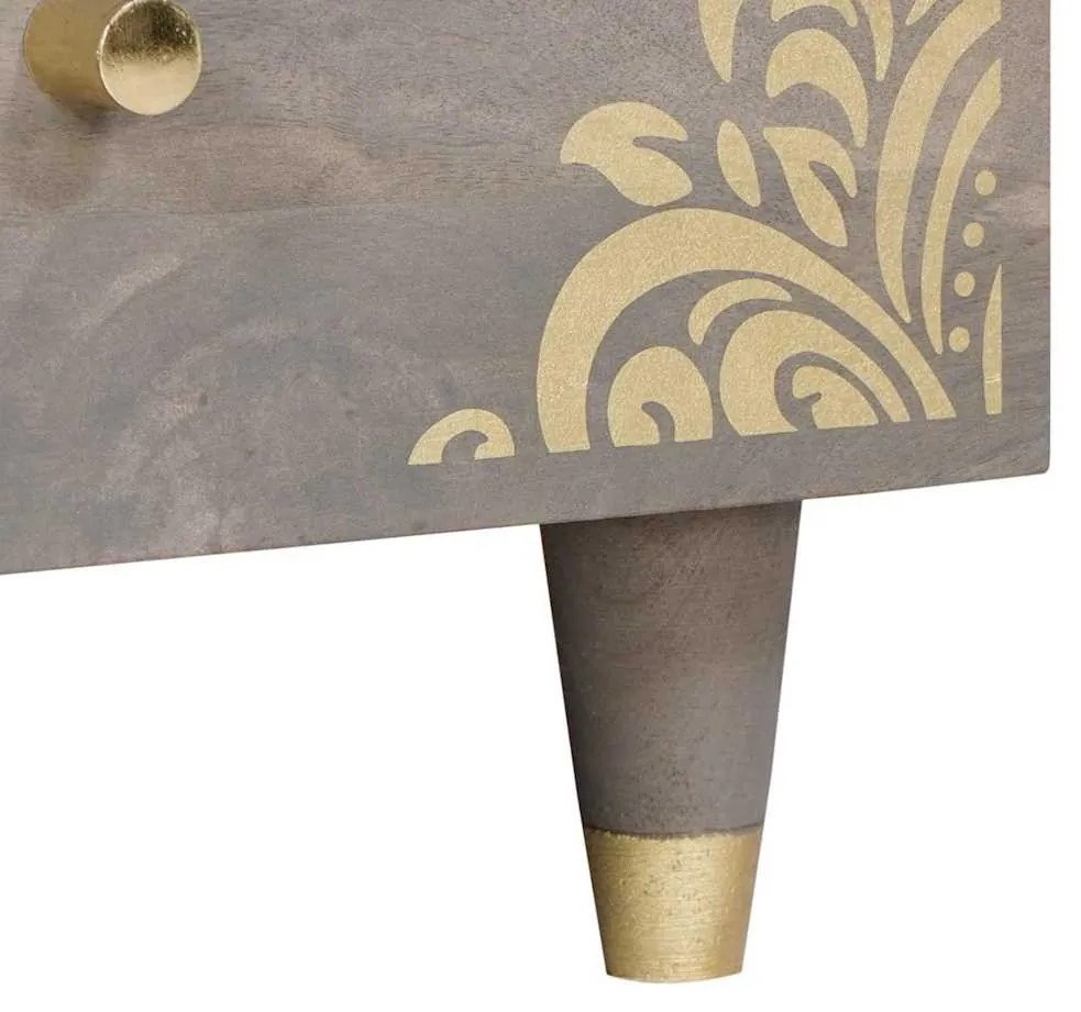 Dohányzóasztal with Drawer Szürke 80 x 54 x 40 cm tömör mangófa