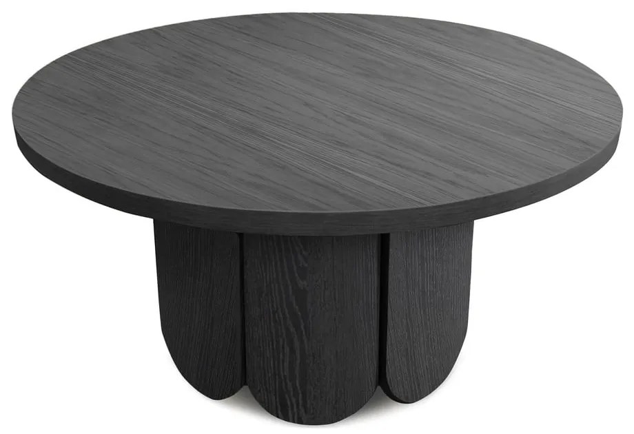 Fekete kerek dohányzóasztal tölgyfa dekorral ø 78 cm Soft – Woodman