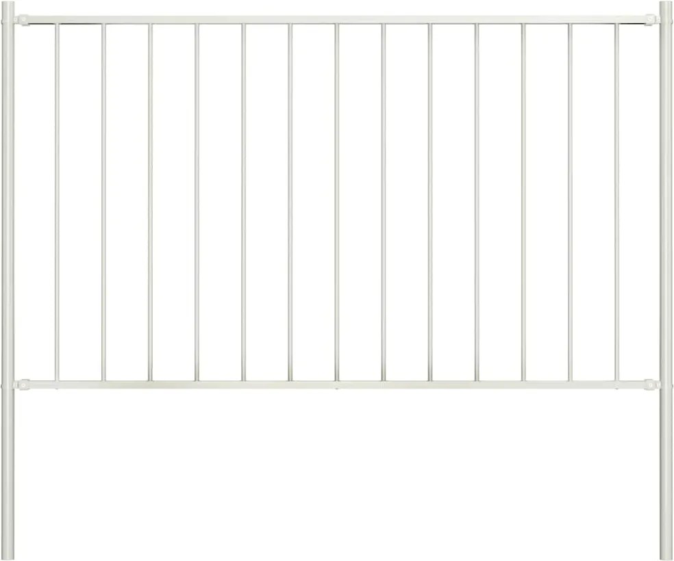 vidaXL fehér porszórt acél kerítéspanel oszlopokkal 1,7 x 1 m