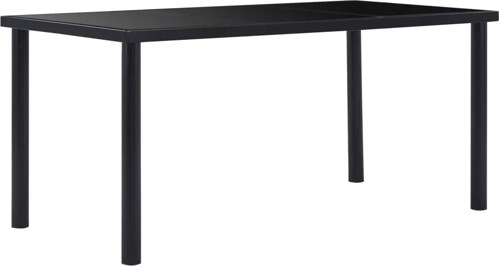 vidaXL fekete edzett üveg étkezőasztal 160 x 80 x 75 cm
