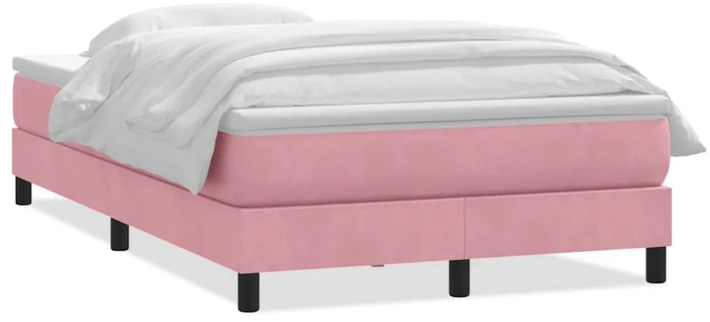 vidaXL rózsaszín bársony rugós ágy matraccal 120x220 cm