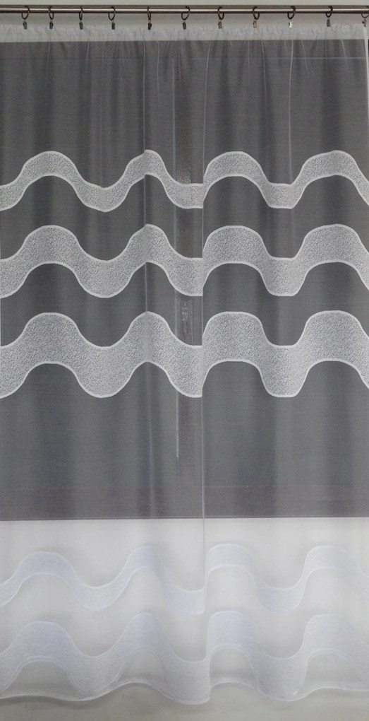 Mg Függöny jacquard Hullámok Fehér 150x230cm kész Skr szalaggal