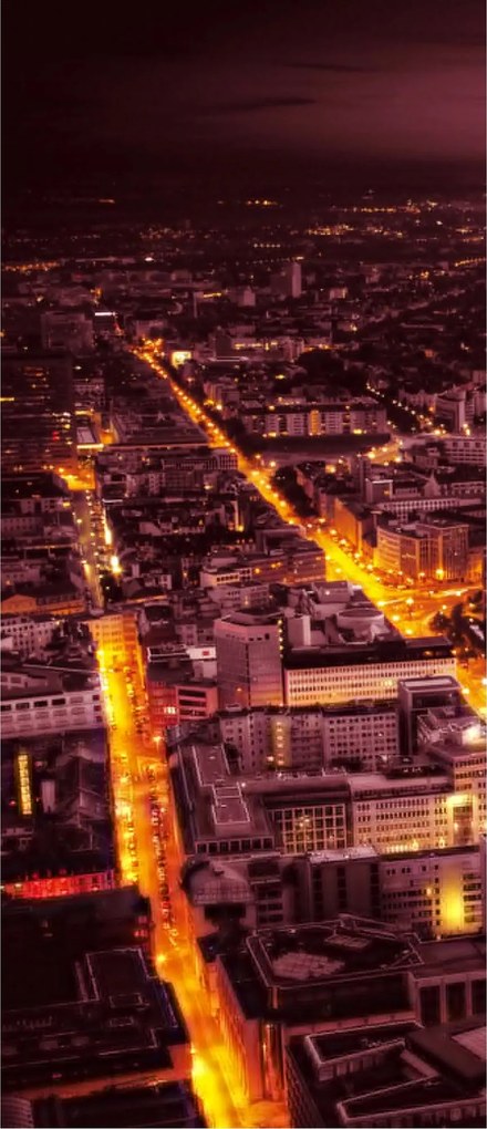 Fotótapéta Éjszakai metropolisz felhőkarcolók városkép 91x211 +ragasztó