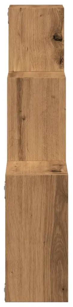 kézműves tölgy színű szerelt fa fali kocka polcok 68x15x68 cm
