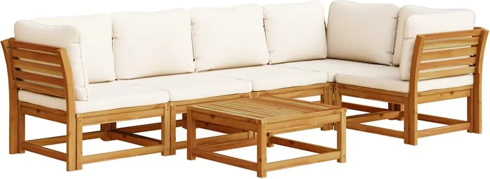 vidaXL 6 részes tömör akácfa kerti ülőgarnitúra párnákkal