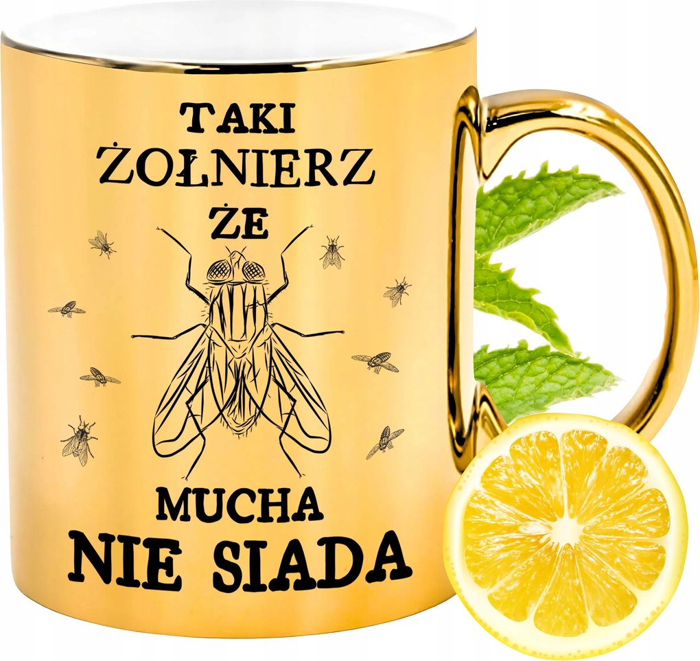 Prémium Arany Csillogó Bögre Katona Ajándék Nyomtatott Fotóval