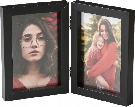 Csuklós képkeret dupla 10x15 fekete modern