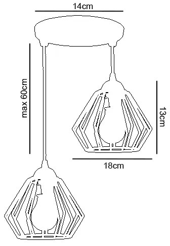Csillár zsinóron CEED 2xE27/60W/230V