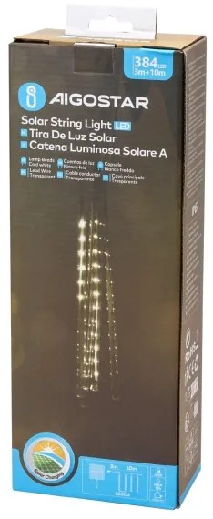 Aigostar - LED napelemes karácsonyi fényfüzér 384 LED/13m IP65 hideg fehér