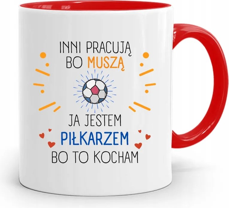 Piros Bögre Labdarúgónak Én Vagyok A Focista A Fénykép Nyomtatásával