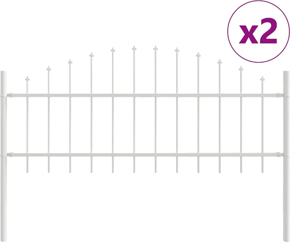 vidaXL Kerti Kerítés 2 pcs Fehér 170 x 140 cm Porszórt acél