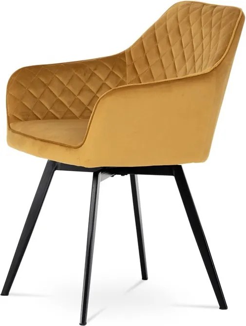Elegáns Bársony Étkezőszék Sárga Színben Forgó Mechanizmussal. DCH-425 YEL4