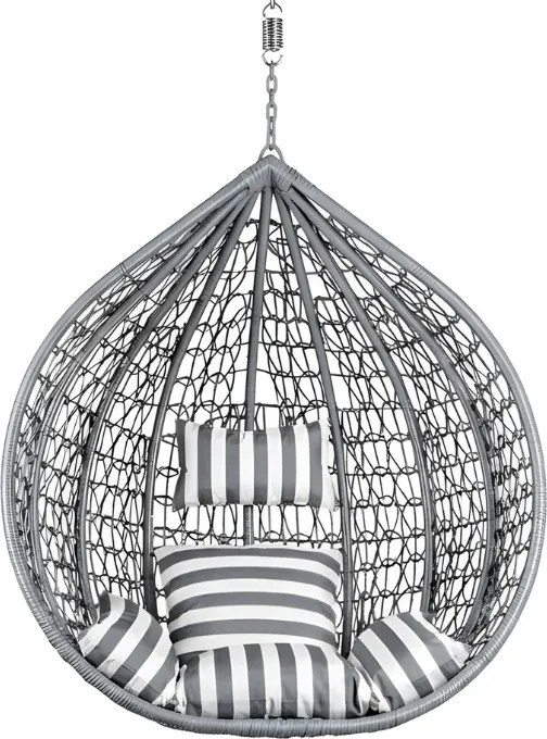 Szürke függőszék KOKON állvány nélkül, fehér-szürke párna