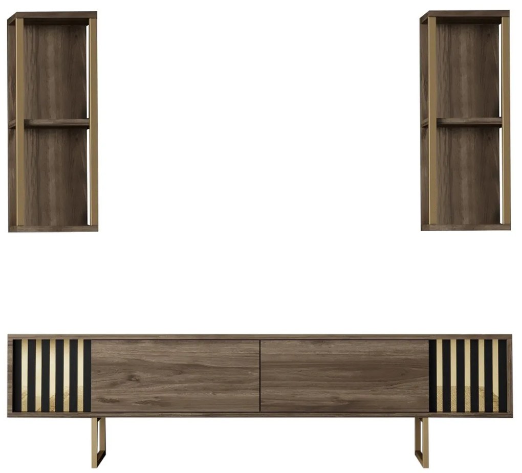 TV szekrény Gold Line - Walnut, Black