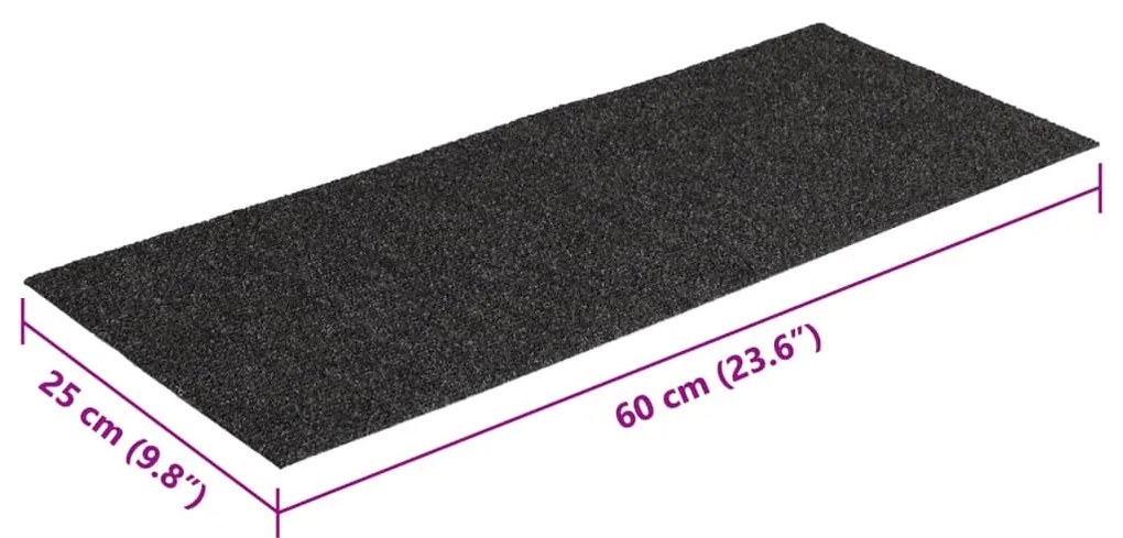 öntapadós lépcsőszőnyegek 15 db 60 x 25 cm antracitszürke téglalap alakú