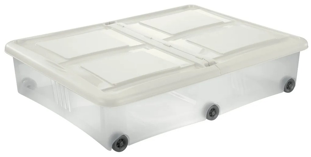 Tontarelli Stockbox Tároló doboz fedéllel 61 l, átlátszó/fehér