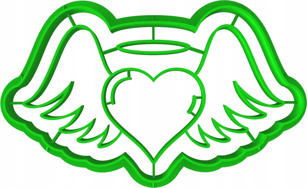 Prémium Mézeskalács lyukasztó Valentin Nap Szárnyak Angyal Szív 10cm