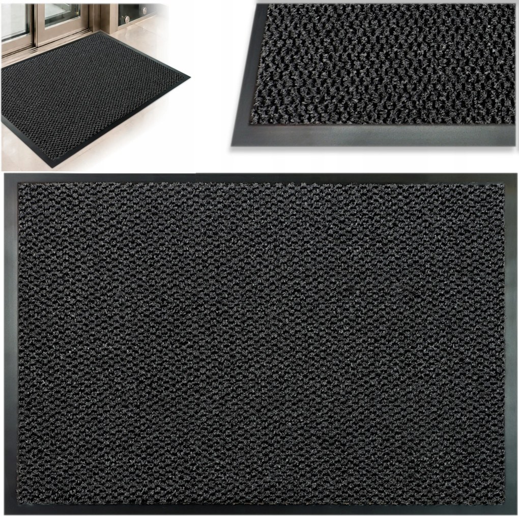 Lábtörlő Kültéri Beltéri Nagy 90x150 Bejárati Szürke 3D