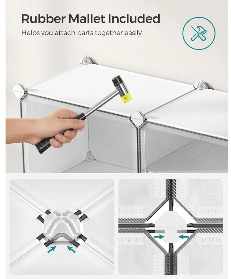 Összekapcsolható cipőtartó állvány fehér színben