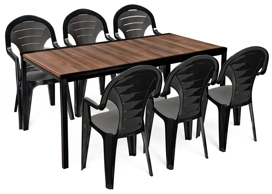 Lagos Large 6+1 kerti bútor garnitúra szett dió-grafit