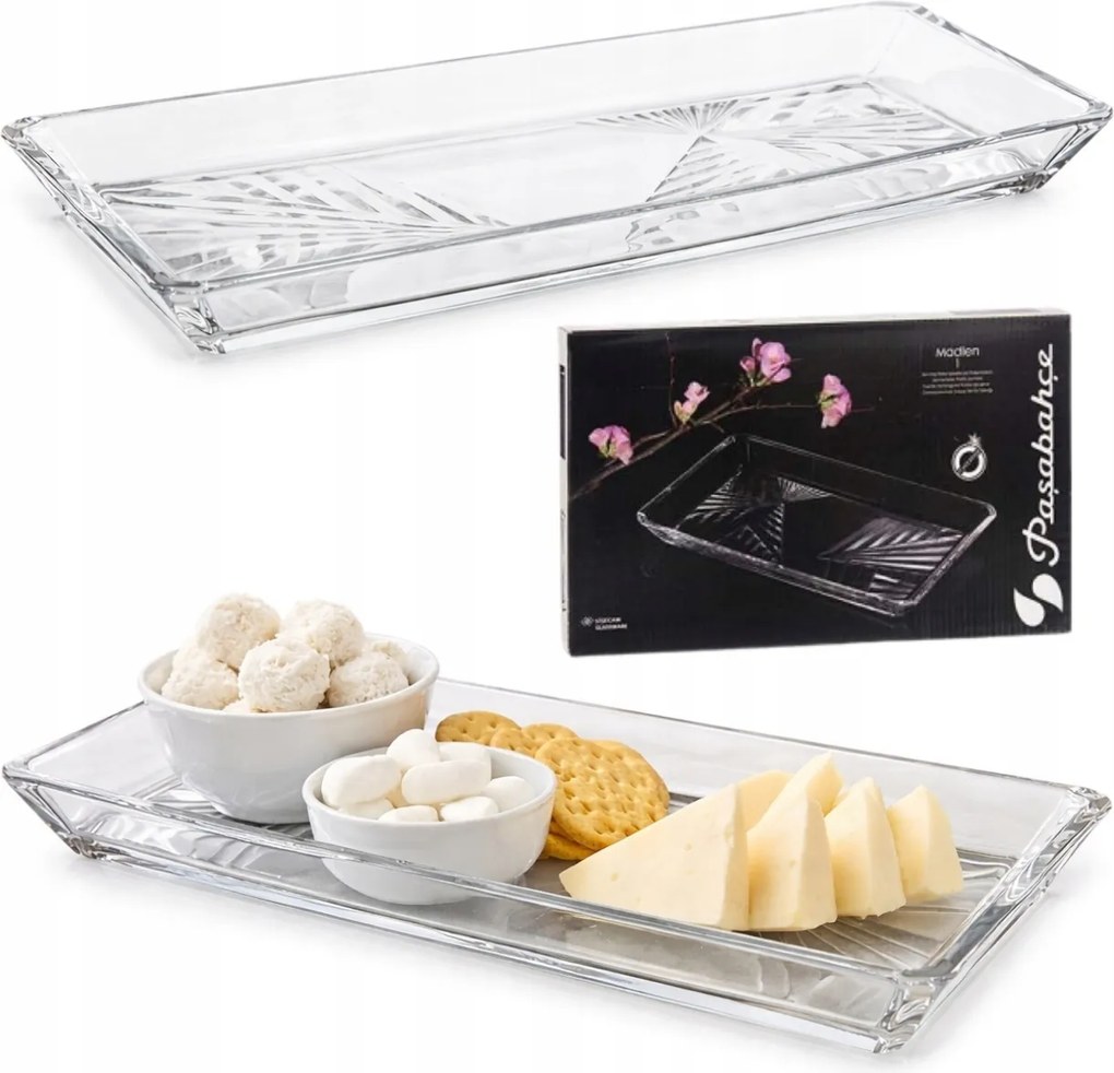 Madlen modern üveg tálca 27,5x16,5 cm sajttálca