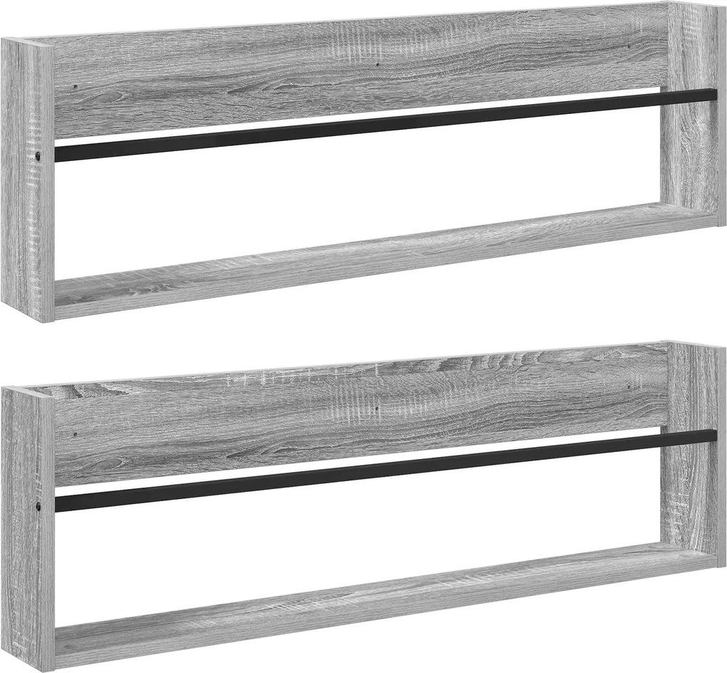 vidaXL Magazin állvány 2 pcs Szürke Sonoma 100 x 12 x 30 cm Faanyag