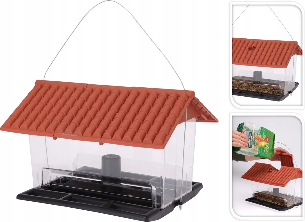 Madáretető Téli Felfüggesztett Lógó Műanyag Gabona Eledel