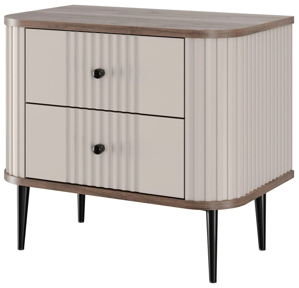 Vesper éjjeliszekrény szett 56 cm - kasmír / dió / fekete lábak
