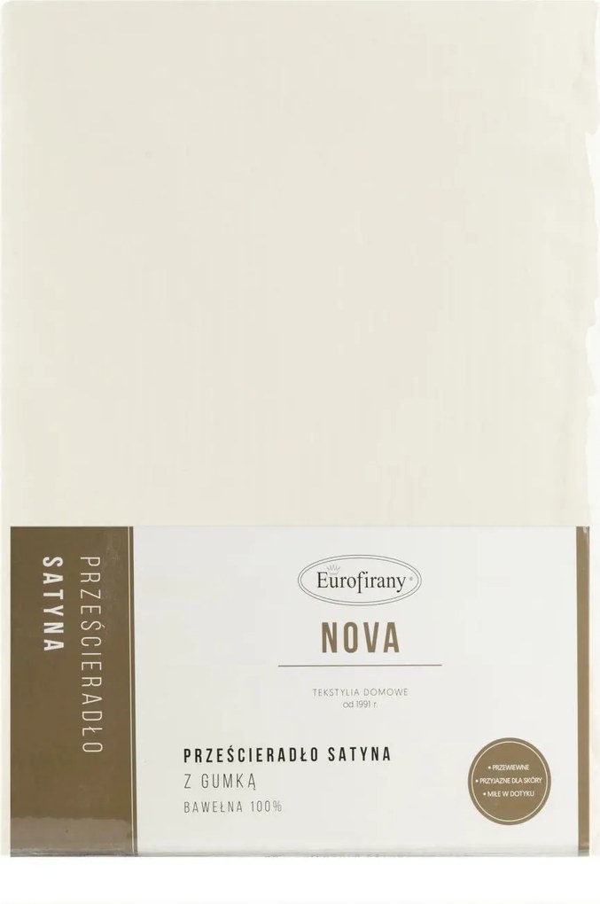 Krémszínű lepedő 180x200 +30 matracra ágyra gumis puha szatén