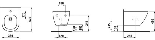 LAUFEN H8300810003021 - Függesztett bidé LUA kerámia/fehér