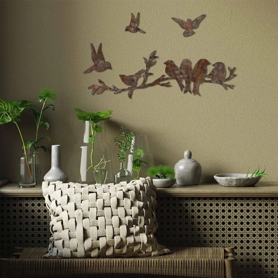Fém fali dekoráció, Rusty Birds 2