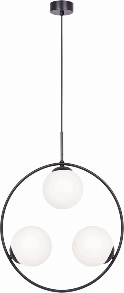 Függő lámpa kerek üveg gömbök fekete Kaja