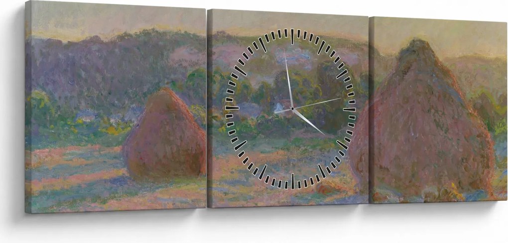 Kép - Claude Monet, Stacks of Wheat (End of Summer) , reprodukciók (órával) (90x30 cm)