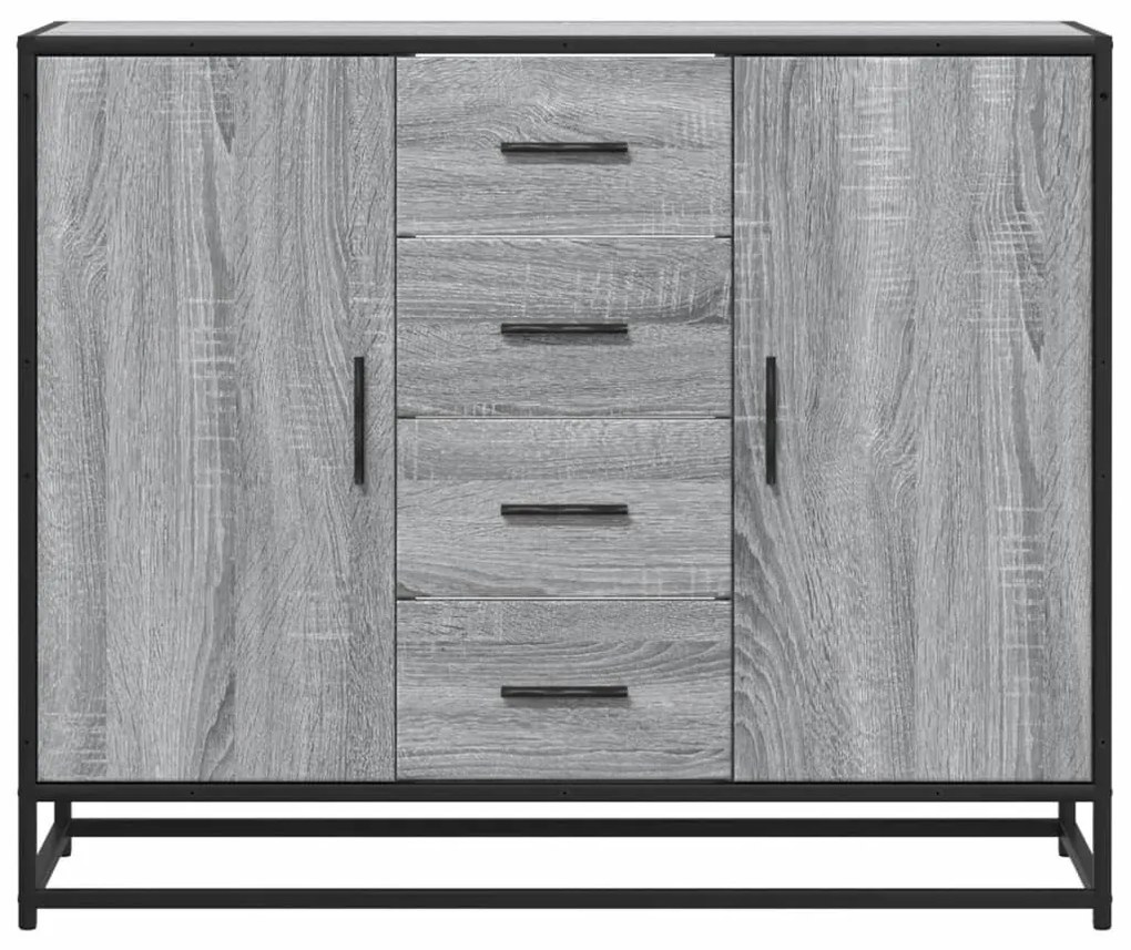 szürke sonoma színű szerelt fa tálalószekrény 92 x 35 x 76 cm