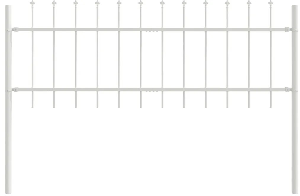 Kerti kerítés lándzsás tetejű, fehér, 10,2 x 0,6 m, acél