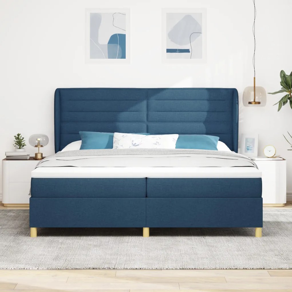 Boxspring Ágy Matracra Kék 200x200 cm Szövet
