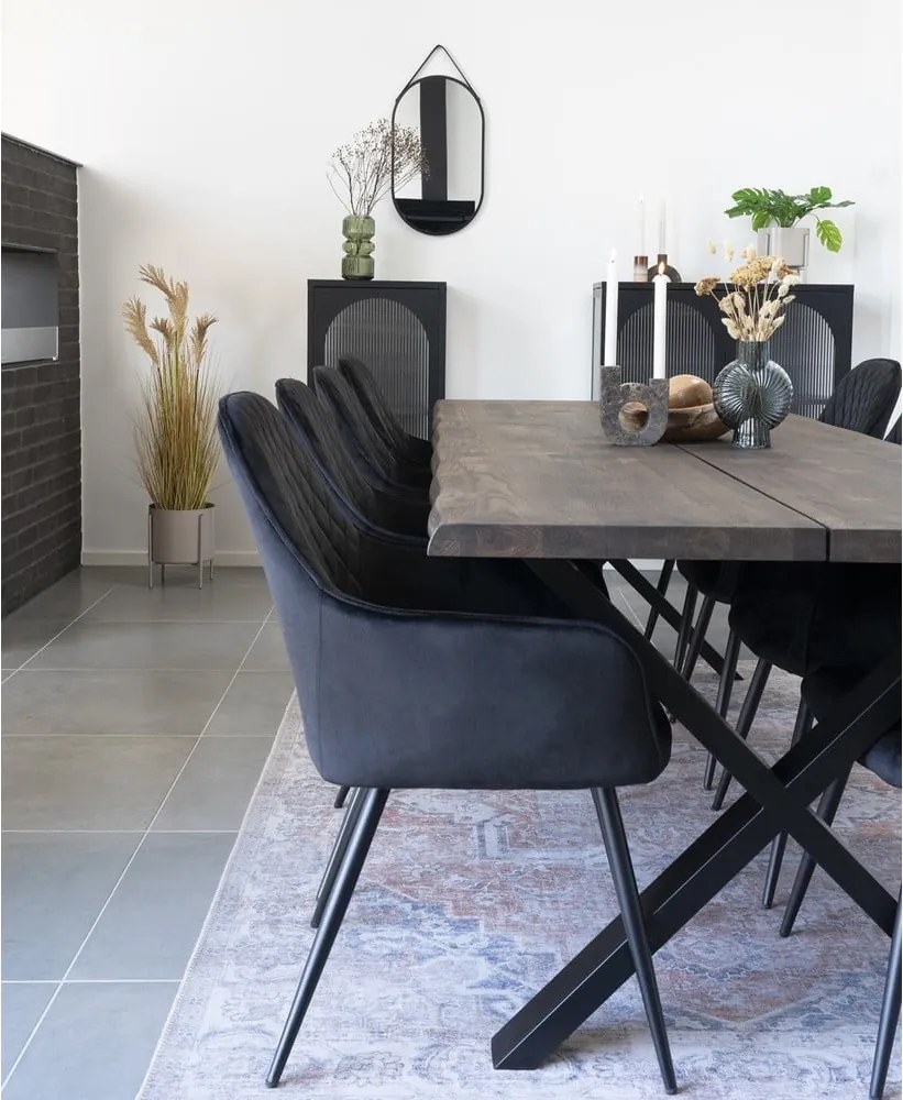 Fekete kárpitozott karfás étkezőfotel szett 2 db-os Harbo – House Nordic