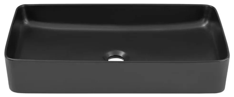 Eros SLIM 2 - PULTRA ültethető - Top Counter - porcelán mosdó - MATT FEKETE - 61 x 35 x 11 cm