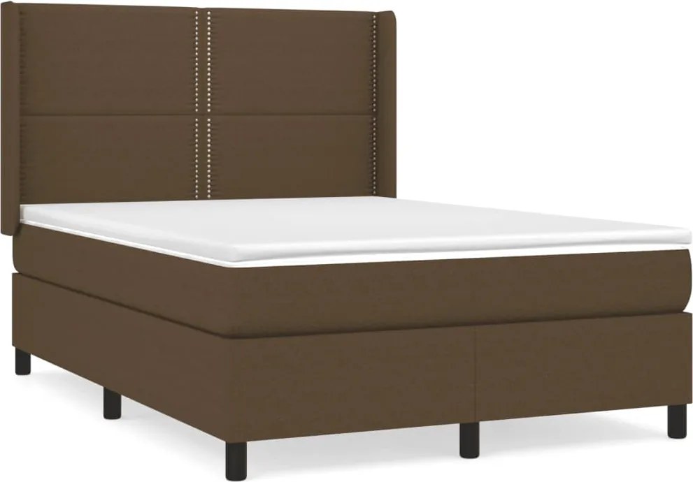 vidaXL sötétbarna szövet rugós ágy matraccal 140 x 190 cm