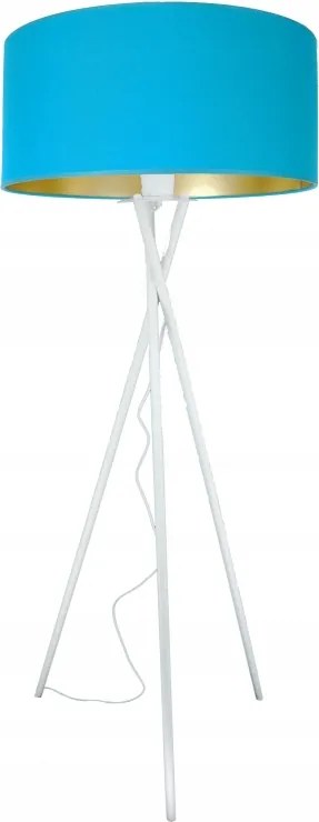 Modern állólámpa türkiz lámpabúra+arany közép LEDHáromlábú