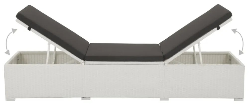 fehér polyrattan napozóágy fekete párnával