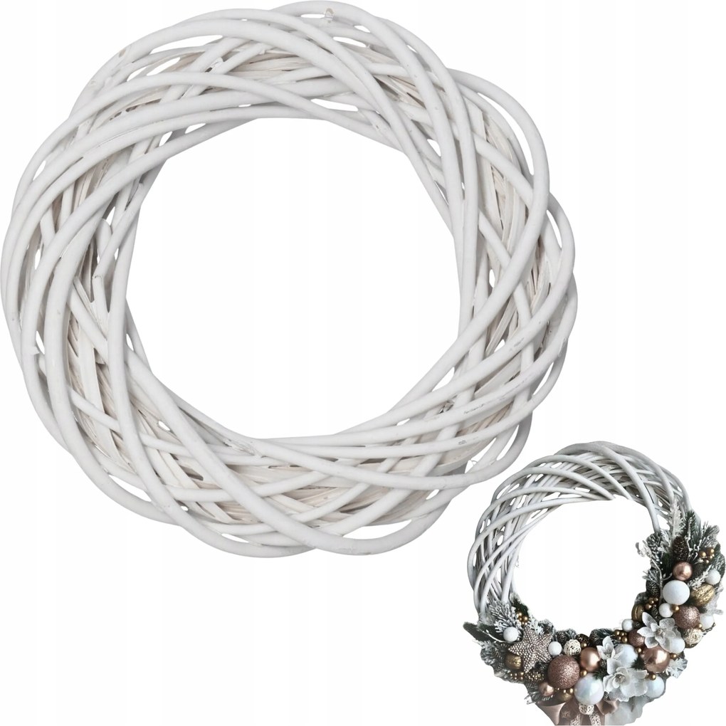 Fonott Koszorú Karácsonyi Díszek Karácsonyi Ajtódísz Fehér Diy 30cm
