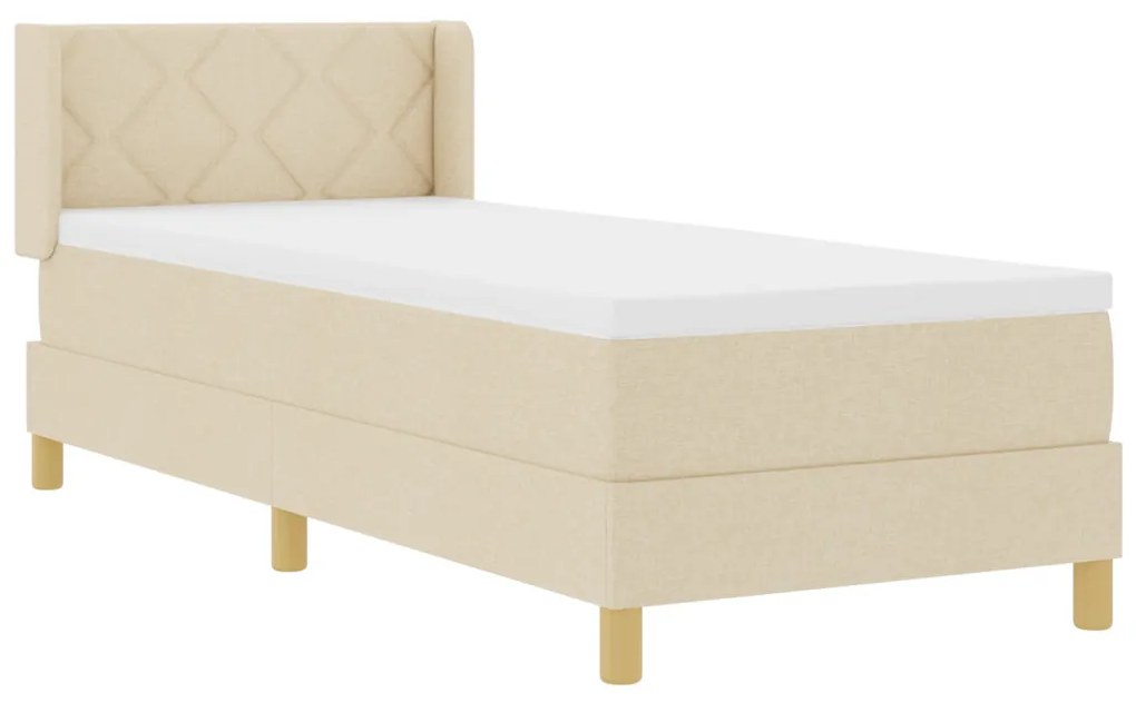 vidaXL Boxrugós ágy matracmal fejtámlával Krém 200 x 80 cm Poliészter