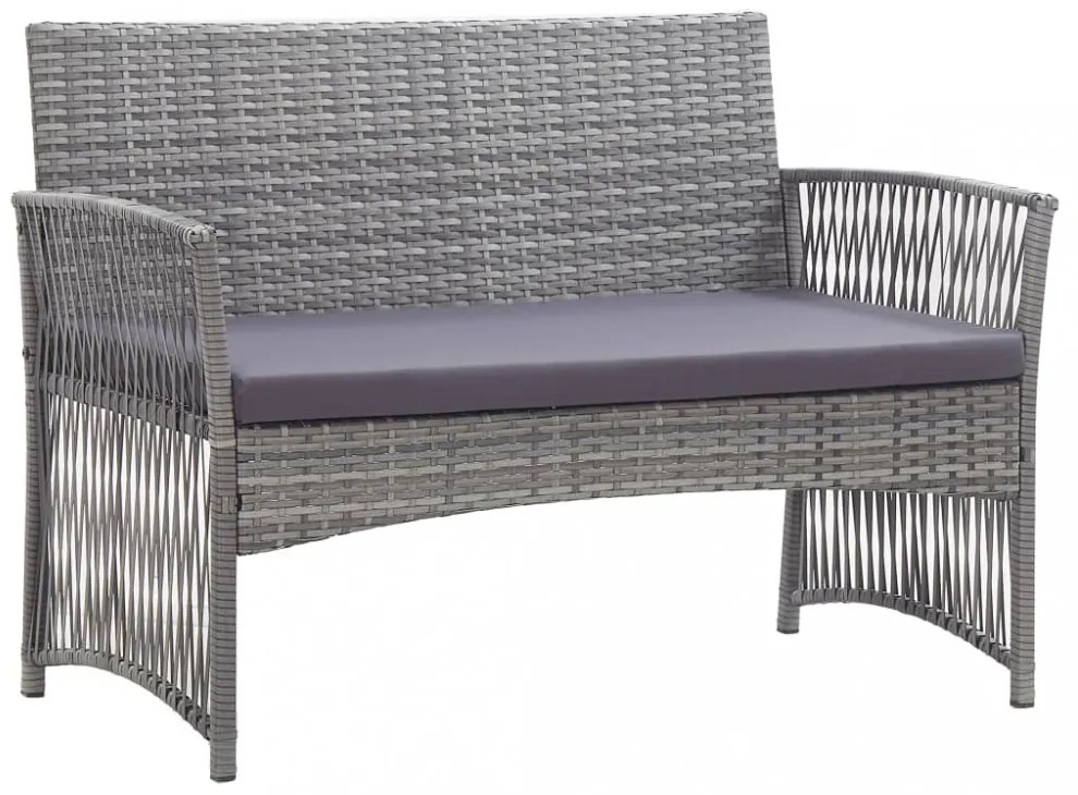 4-részes antracitszürke kerti polyrattan bútorszett párnákkal
